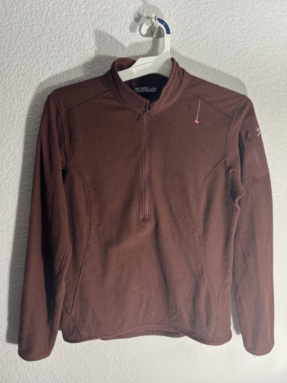 Arc'Teryx Delta LT Sweater Womens Medium Brown Half Zip Waffle Knit Fleece